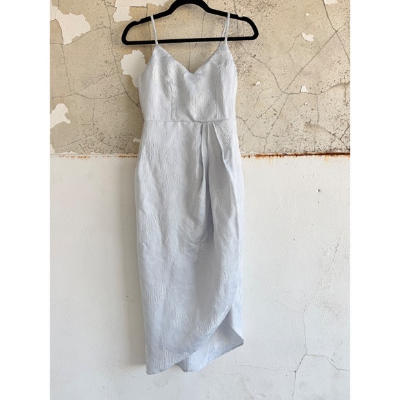 Lulus Dresses & Skirts - Lulus Midi Dress Jacquard Tulip Wedding Guest Cocktail Party Light Blue Womens S